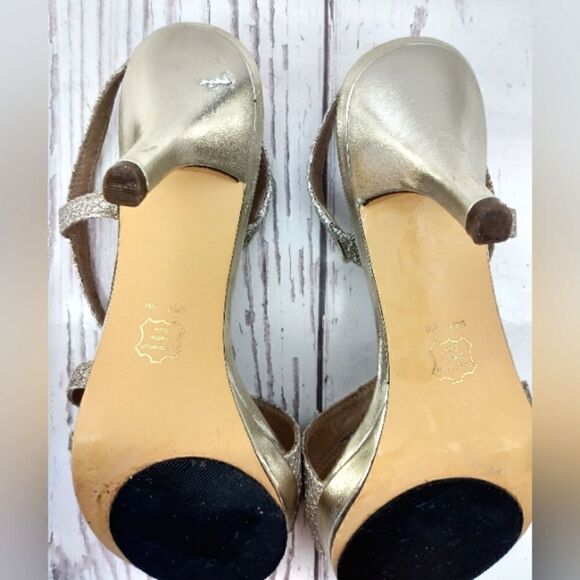Brown's Formal Silver Gold High Heel Shoes SZ 6 Wedding Party - Picture 13 of 16